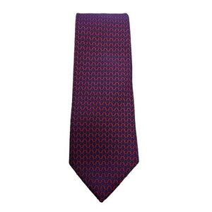 Brooks Brothers Makers chain link pattern silk twill tie, blue & red, tiny flaw